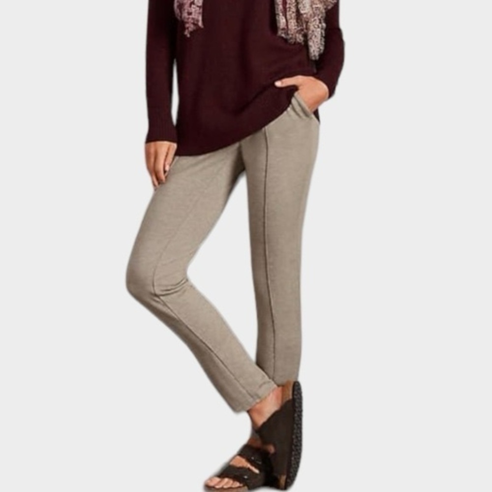 NWT J. Jill Tranquility Fleece Tapered Pants Bark Multi Heather Size Large